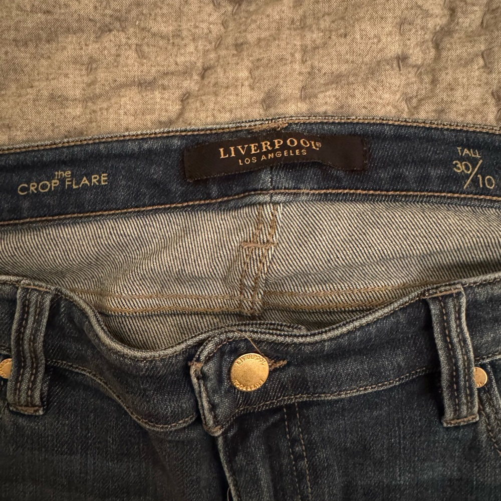 Liverpool Women's Crop Flare Jeans - Dark Blue